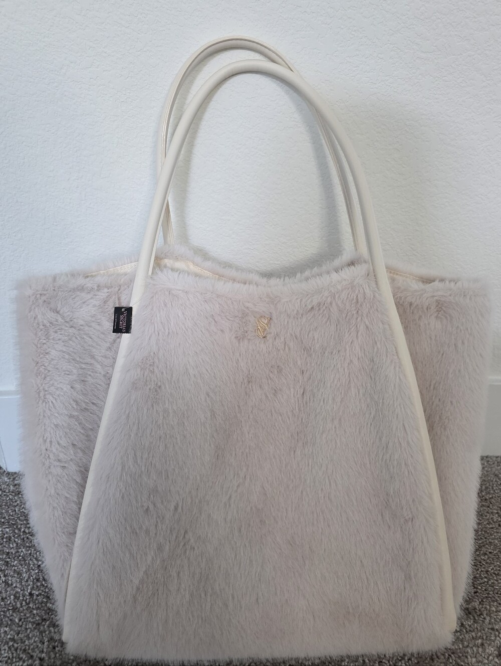 Victoria's Secret Cream Faux Fur Tote Bag (NWT)